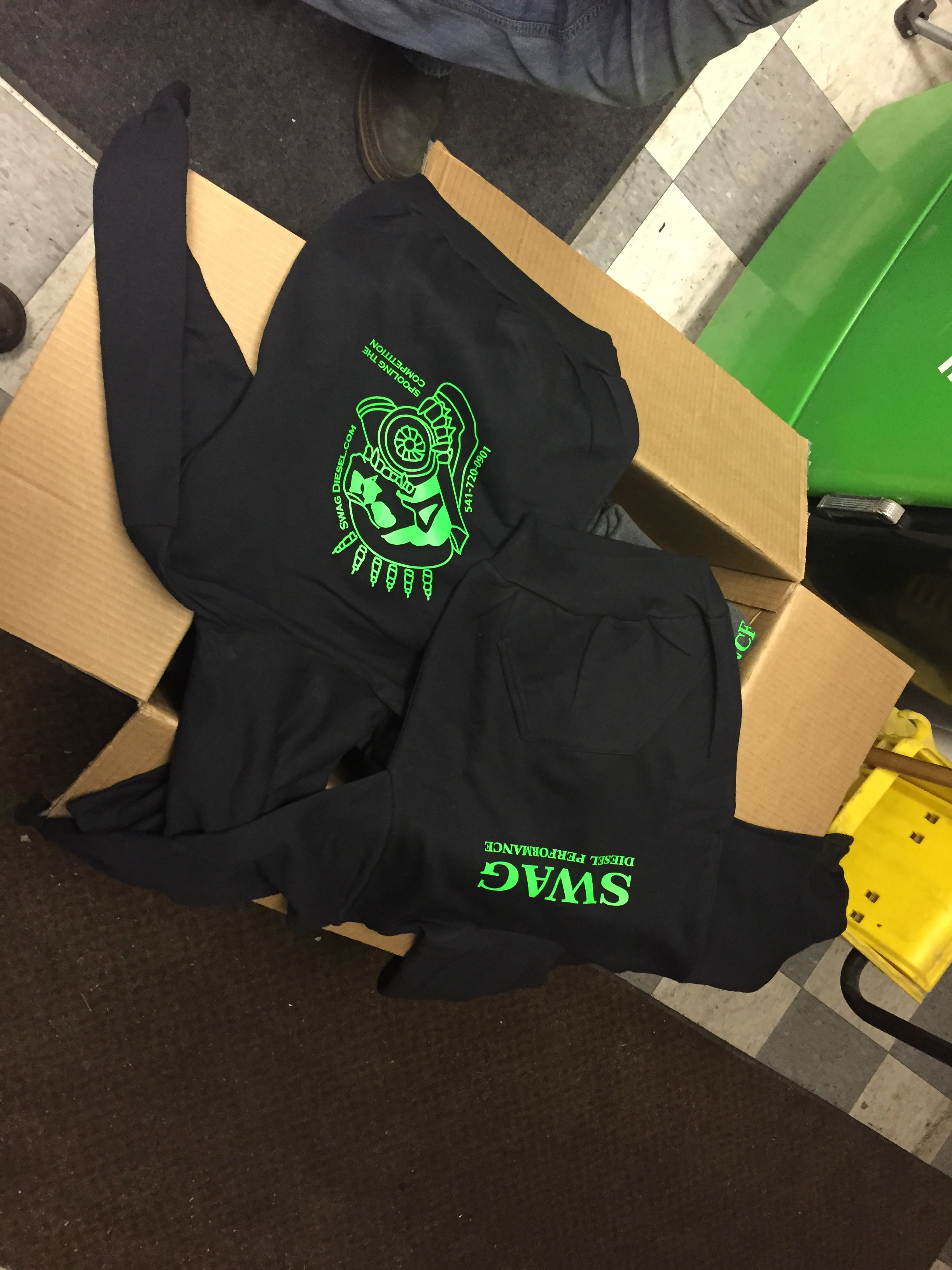 neon green black shirt